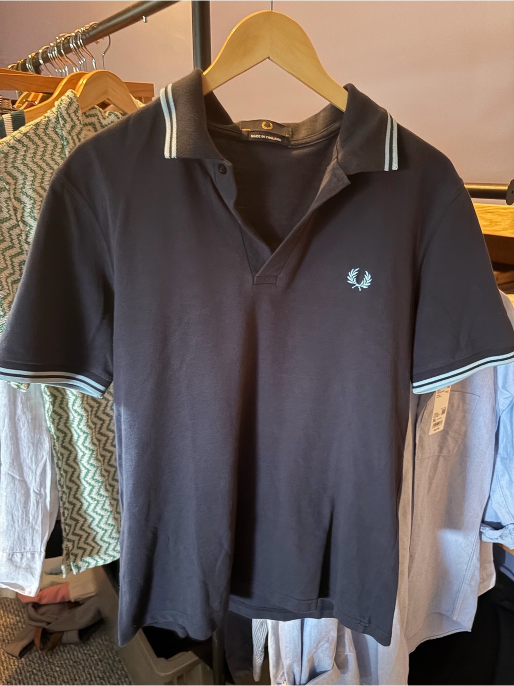 Fred Perry Navy Polo Shirt with Contrast Trim (MADE IN ENGLAND)